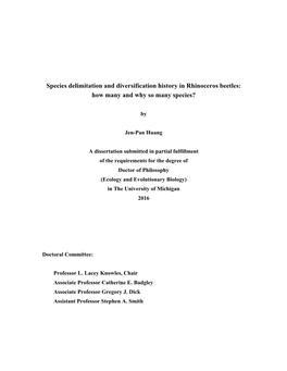 Species Delimitation and Diversification History in Rhinoceros Beetles: How Many and Why So Many Species?