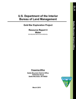 U.S. Department of the Interior Bureau of Land Management Battle Mountain District Office