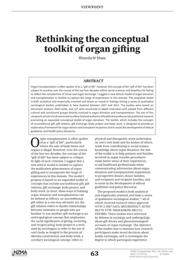 Rethinking the Conceptual Toolkit of Organ Gifting Rhonda M Shaw