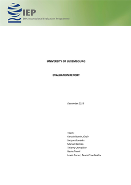 University of Luxembourg Evaluation Report