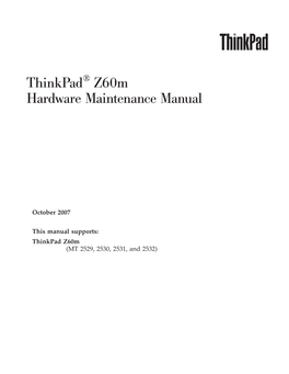 Thinkpad Z60m Hardware Maintenance Manual