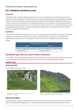 F2.3 Subalpine Deciduous Scrub