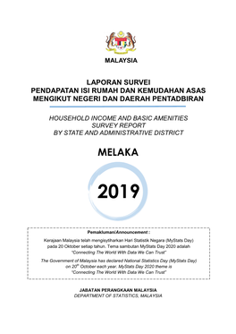 Household Income and Basic Amenities Melaka, 2019