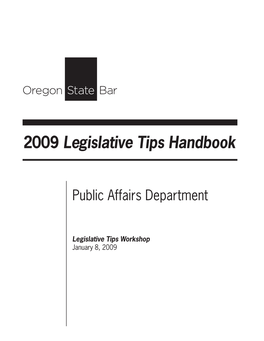 2009 Legislative Tips Handbook