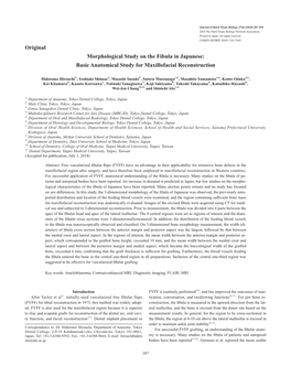 Original Morphological Study on the Fibula in Japanese: Basic Anatomical Study for Maxillofacial Reconstruction