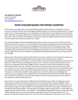 Over $150,000 Raised for Maine Charities