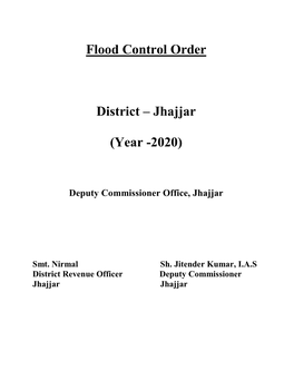 Flood Control Order District – Jhajjar (Year -2020)
