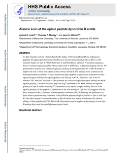 Alanine Scan of the Opioid Peptide Dynorphin B Amide