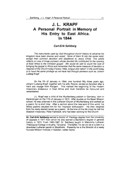 J. L. Krapf: a Personal Portrait 51 J