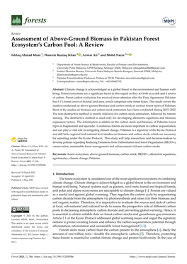 Assessment of Above-Ground Biomass in Pakistan Forest Ecosystem’S Carbon Pool: a Review