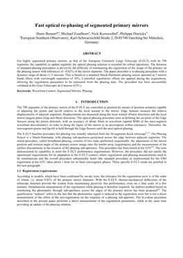 Fast Optical Re-Phasing of Segmented Primary Mirrors