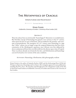 The Metaphysics of Crackle: Afrofuturism and Hauntology