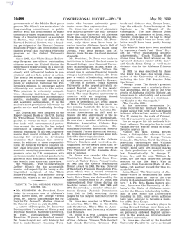 CONGRESSIONAL RECORD—SENATE May 20, 1999 Governments of the Middle East Peace Dents Who Become University Presi- Track and Distance Star, George Irons, Process