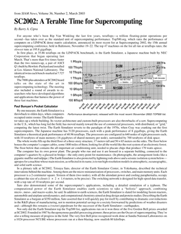 A Terable Time for Supercomputing by Barry A