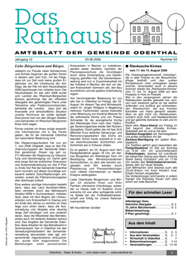 Amtsblatt Der Gemeinde Odenthal