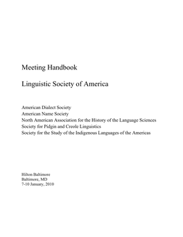 Annual Meeting Handbook S LSA 2010 Annual Meeting Sponsor 6