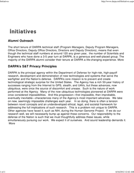 Alumni Outreach DARPA's S&T Privacy Principles