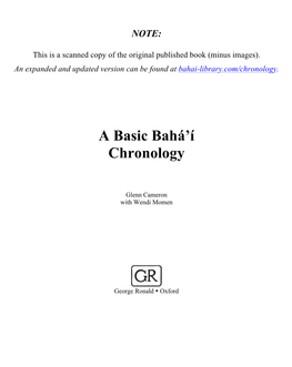A Basic Bahá'í Chronology