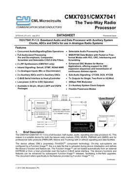 CMX7031/CMX7041 FI.1 Datasheet