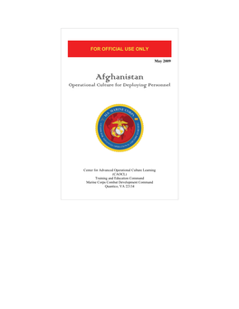 Afghanistan Operational Culture for Deploying Personnel