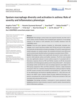Sputum Macrophage Diversity and Activation in Asthma: Role of Severity and Inflammatory Phenotype