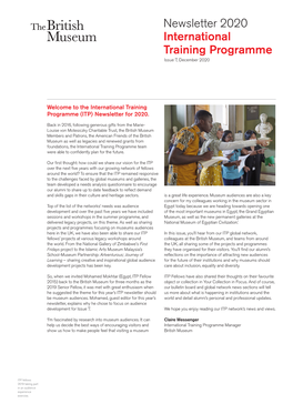 Newsletter 2020 International Training Programme Issue 7, December 2020