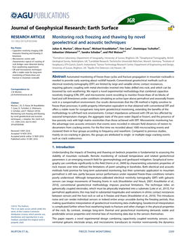 Monitoring Rock Freezing and Thawing by Novel Geoelectrical and Acoustic Techniques