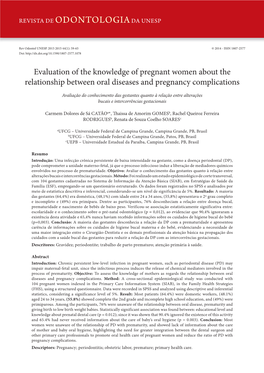 Evaluation of the Knowledge of Pregnant Women About the Relationship Between Oral Diseases and Pregnancy Complications