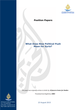 Position Papers What Does New Political Push Mean for Syria?