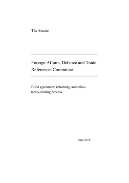 Blind Agreement: Reforming Australia's Treaty-Making Process