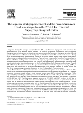 The Sequence Stratigraphic Concept and the Precambrian Rock Record: an Example from the 2.7–2.1 Ga Transvaal Supergroup, Kaapvaal Craton