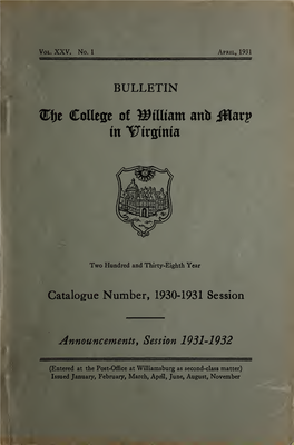 Bulletin of the College of William and Mary in Virginia