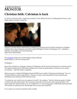 Christian Faith: Calvinism Is Back