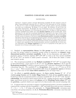 Positive Curvature and Bosons