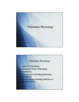 Pulmonary Physiology