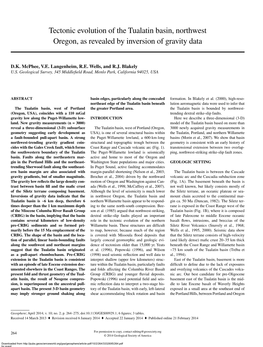 Tectonic Evolution of the Tualatin Basin, Northwest Oregon, As Revealed by Inversion of Gravity Data