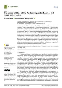 The Impact of State-Of-The-Art Techniques for Lossless Still Image Compression