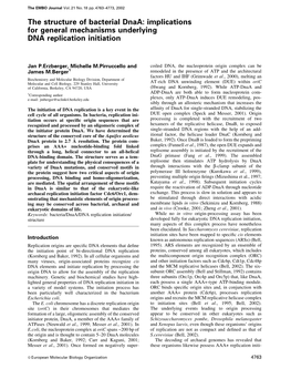 The Structure of Bacterial Dnaa: Implications for General Mechanisms Underlying DNA Replication Initiation