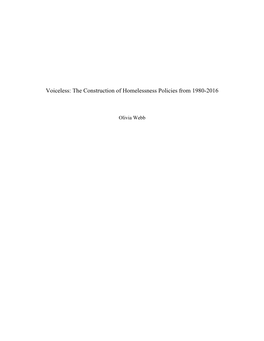 The Construction of Homelessness Policies from 1980-2016