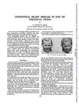 Congenital Heart Disease in One of Identical Twins