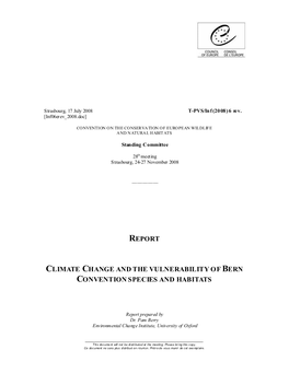 Report Climate Change and the Vulnerability of Bern