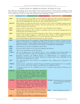 Evolution of American Postal System to 1792