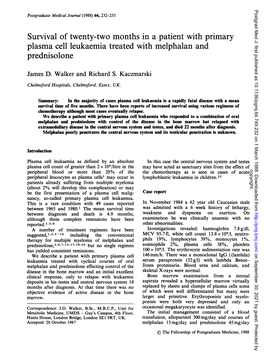 Plasma Cell Leukaemia Treated with Melphalan and Prednisolone