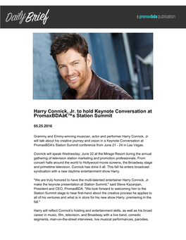 Harry Connick, Jr. to Hold Keynote Conversation at Promaxbdaâ€™S Station Summit