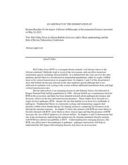 Rift Valley Fever in African Buffalo (Syncerus Caffer): Basic Epidemiology and the Role of Bovine Tuberculosis Coinfection