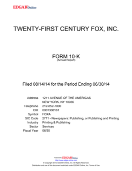 Twenty-First Century Fox, Inc