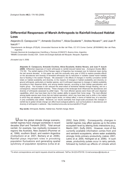 Differential Responses of Marsh Arthropods to Rainfall-Induced Habitat Loss Alejandro D