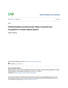 Political Realities and Democratic Ideals: Accession and Competition in a State Judicial System