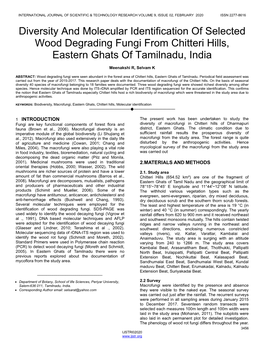Diversity and Molecular Identification of Selected Wood Degrading Fungi from Chitteri Hills, Eastern Ghats of Tamilnadu, India
