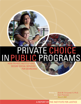 Private Choice Inpublic Programs How Private Institutions Secure Social Services for Georgians